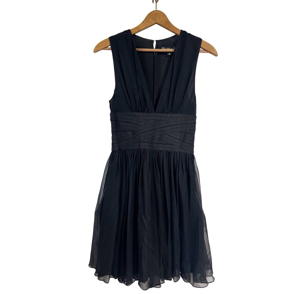 Elizabeth‎ And James Women's Black Jana Print Silk Chiffon Dress Size 6